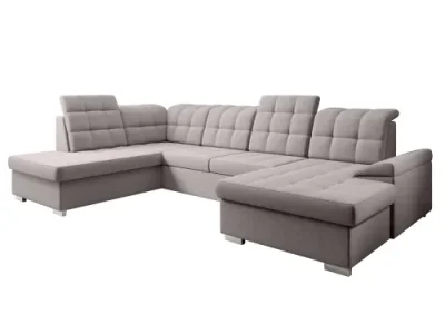 KONDELA Oreo U L rohová sedačka u s rozkladom a úložným priestorom sivobéžová (taupe)