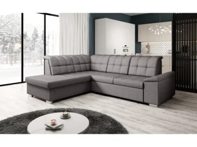 KONDELA Oreo Roh L rohová sedačka s rozkladom a úložným priestorom hnedosivá