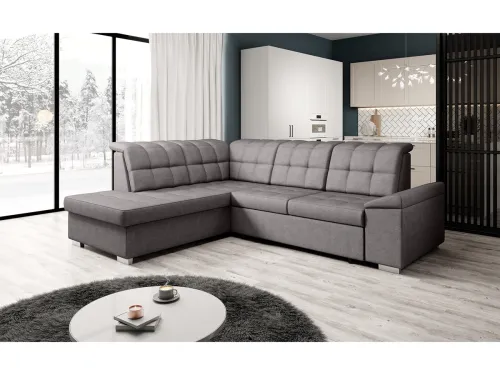 KONDELA Oreo Roh L rohová sedačka s rozkladom a úložným priestorom hnedosivá