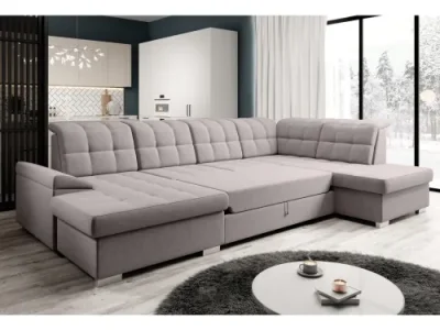 Detail produktu KONDELA Oreo U P rohová sedačka u s rozkladom a úložným priestorom sivobéžová (taupe)