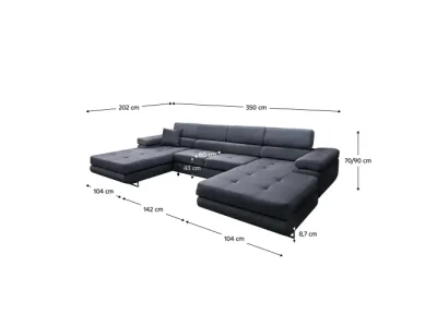 Detail produktu KONDELA Amareta U L/P rohová sedačka u s rozkladom sivá