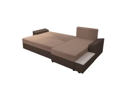 Detail produktu KONDELA Fergus Roh L/P rohová sedačka s rozkladom hnedá / svetlohnedá