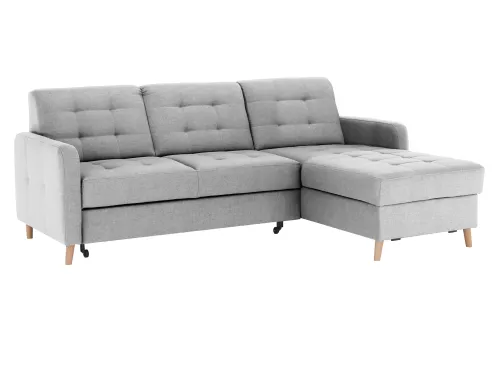 KONDELA Visby L/P rohová sedačka s rozkladom a úložným priestorom svetlosivá