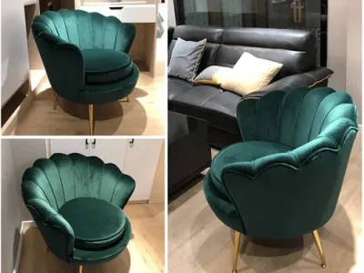 Detail produktu KONDELA Noblin kreslo smaragdová (Velvet) / zlatá