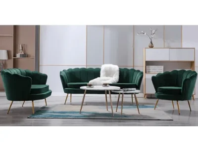 Detail produktu KONDELA Noblin dvojsedačka smaragdová (Velvet) / zlatá