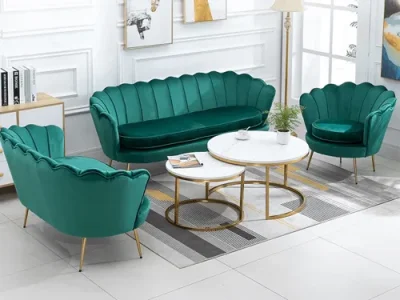 Detail produktu KONDELA Noblin dvojsedačka smaragdová (Velvet) / zlatá