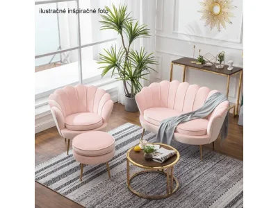 Detail produktu KONDELA Noblin dvojsedačka ružová (Velvet) / zlatá