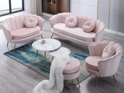 Detail produktu KONDELA Noblin dvojsedačka ružová (Velvet) / zlatá