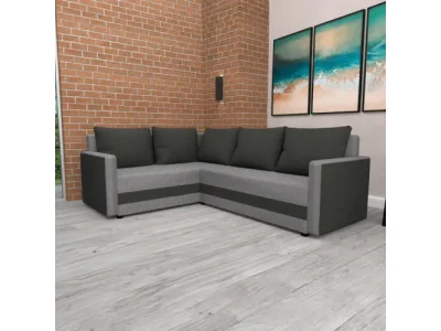 Detail produktu KONDELA Dina L Roh L/P rohová sedačka s rozkladom čierna / sivá