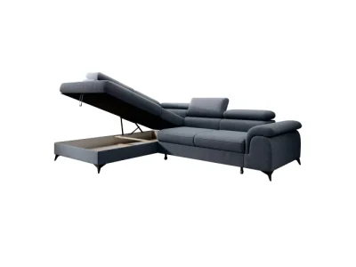 Detail produktu KONDELA Pony Roh L rohová sedačka s rozkladom a úložným priestorom sivá