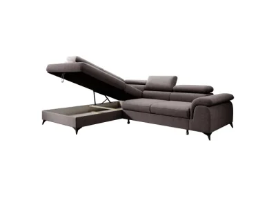 Detail produktu KONDELA Pony Roh L rohová sedačka s rozkladom a úložným priestorom sivohnedá