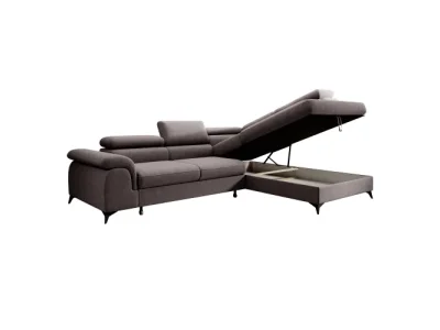 Detail produktu KONDELA Pony Roh P rohová sedačka s rozkladom a úložným priestorom sivohnedá