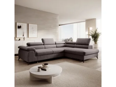 Detail produktu KONDELA Pony Roh P rohová sedačka s rozkladom a úložným priestorom sivohnedá