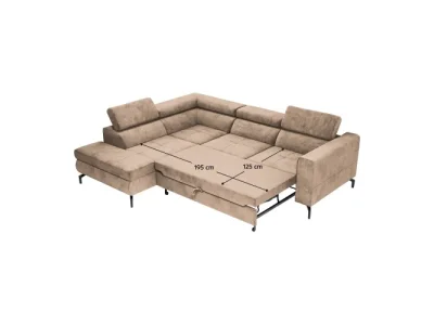 Detail produktu KONDELA Baltik Roh L rohová sedačka s rozkladom a úložným priestorom svetlohnedá / čierna