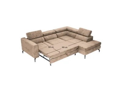 Detail produktu KONDELA Baltik Roh P rohová sedačka s rozkladom a úložným priestorom svetlohnedá / čierna