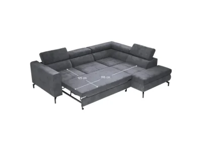 Detail produktu KONDELA Baltik Roh P rohová sedačka s rozkladom a úložným priestorom sivá / čierna