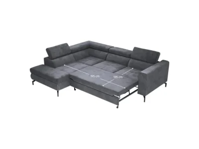 Detail produktu KONDELA Baltik Roh L rohová sedačka s rozkladom a úložným priestorom sivá / čierna
