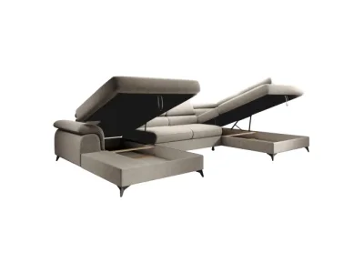 Detail produktu KONDELA Poly Roh U P rohová sedačka u s rozkladom béžová / čierna