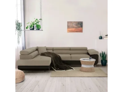 KONDELA Amareto New L rohová sedačka s rozkladom hnedá / béžová