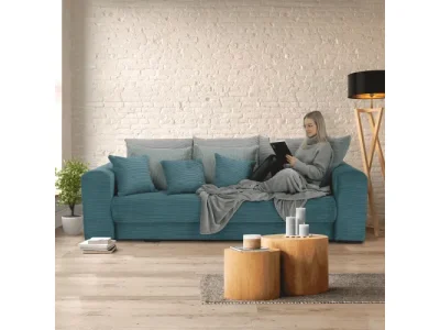 Detail produktu KONDELA Gilen Big Sofa rozkladacia pohovka s úložným priestorom modrá / mentolová / svetlosivá