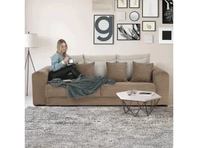 Detail produktu KONDELA Gilen Big Sofa rozkladacia pohovka s úložným priestorom svetlohnedá / béžová / krémová