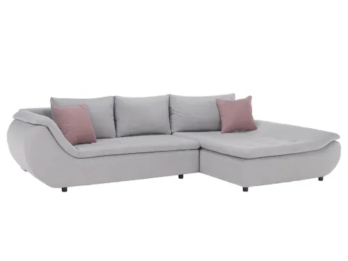 KONDELA Brato P rohová sedačka s rozkladom a úložným priestorom svetlosivá / púdrová ružová