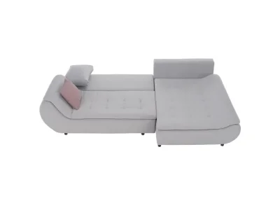 Detail produktu KONDELA Brato P rohová sedačka s rozkladom a úložným priestorom svetlosivá / púdrová ružová