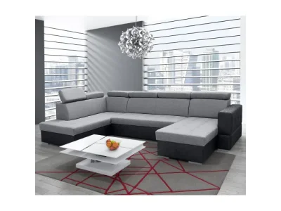 Detail produktu KONDELA Vasto Roh P rohová sedačka u s rozkladom sivá / tmavosivá