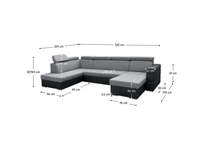 Detail produktu KONDELA Vasto Roh P rohová sedačka u s rozkladom sivá / tmavosivá