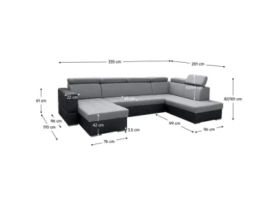 Detail produktu KONDELA Vasto Roh L rohová sedačka u s rozkladom sivá / tmavosivá
