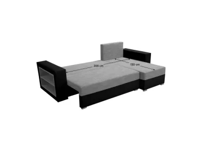 Detail produktu KONDELA Merak Roh P rohová sedačka s rozkladom a úložným priestorom čierna / sivý melír