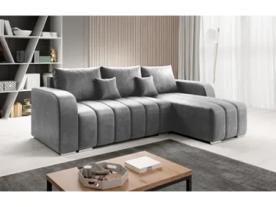 Detail produktu KONDELA Porima Roh P rohová sedačka s rozkladom a úložným priestorom sivá