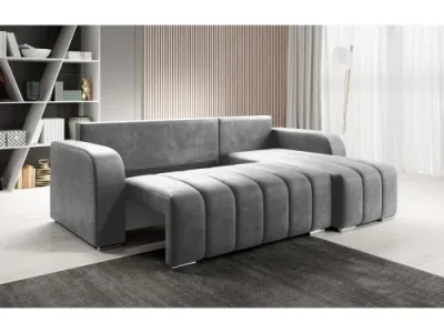 Detail produktu KONDELA Porima Roh P rohová sedačka s rozkladom a úložným priestorom sivá