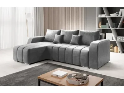 Detail produktu KONDELA Porima Roh L rohová sedačka s rozkladom a úložným priestorom sivá