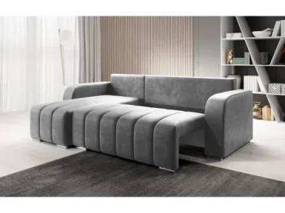 Detail produktu KONDELA Porima Roh L rohová sedačka s rozkladom a úložným priestorom sivá