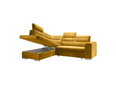 Detail produktu KONDELA Kloudy Roh L rohová sedačka s rozkladom a úložným priestorom horčicová