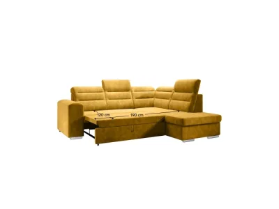 Detail produktu KONDELA Kloudy Roh P rohová sedačka s rozkladom a úložným priestorom horčicová