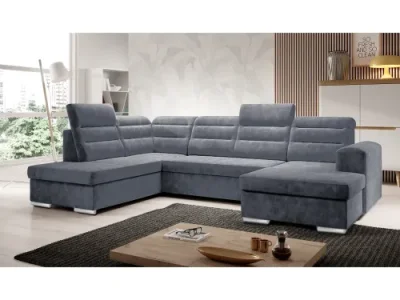 KONDELA Kloudy U L rohová sedačka u s rozkladom a úložným priestorom tmavosivá