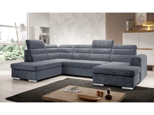 KONDELA Kloudy U L rohová sedačka u s rozkladom a úložným priestorom tmavosivá