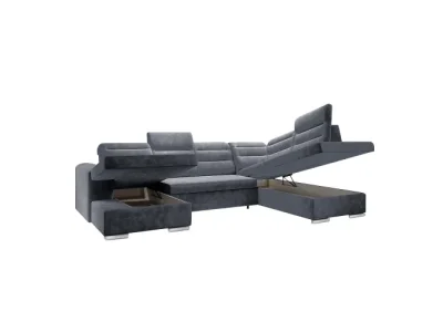 Detail produktu KONDELA Kloudy U P rohová sedačka u s rozkladom a úložným priestorom tmavosivá