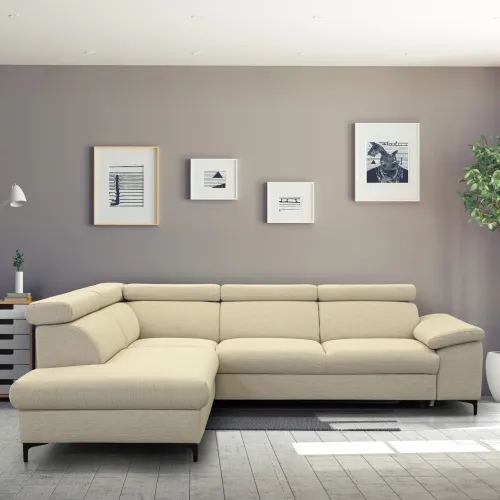 KONDELA Zachary Roh L rohová sedačka s rozkladom krémová