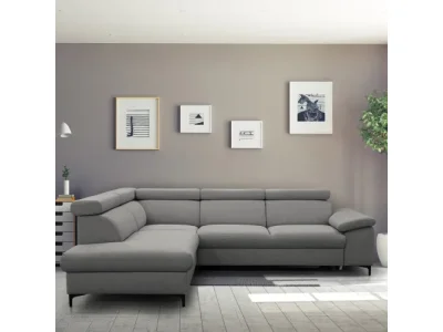 KONDELA Zachary Roh L rohová sedačka s rozkladom sivá