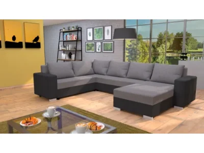 Detail produktu KONDELA Belen New Roh U L/P rohová sedačka u s rozkladom tmavosivá / sivá