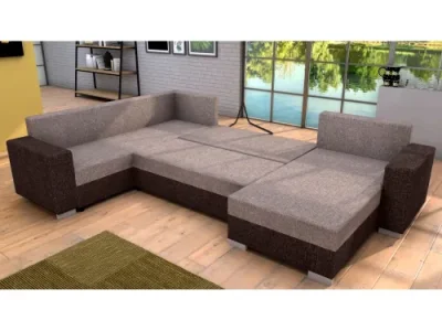 Detail produktu KONDELA Belen New Roh U L/P rohová sedačka u s rozkladom tmavohnedá / hnedosivá (taupe)