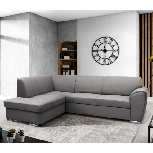 KONDELA Kenai Roh L rohová sedačka s rozkladom a úložným priestorom sivá