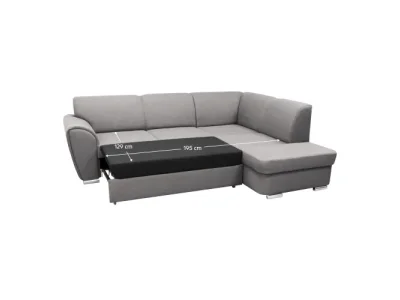 Detail produktu KONDELA Kenai Roh P rohová sedačka s rozkladom a úložným priestorom sivá