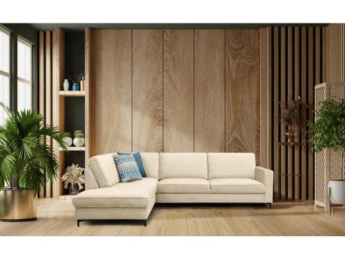 KONDELA Ermon Roh L rohová sedačka s rozkladom a úložným priestorom krémová