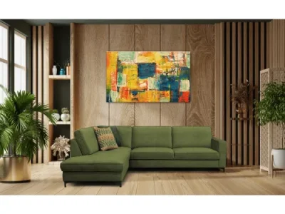 Detail produktu KONDELA Ermon Roh L rohová sedačka s rozkladom a úložným priestorom olivová