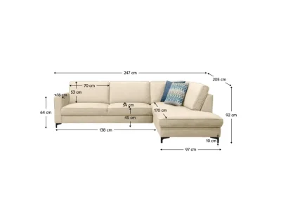 Detail produktu KONDELA Ermon Roh P rohová sedačka s rozkladom a úložným priestorom krémová