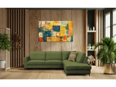 KONDELA Ermon Roh P rohová sedačka s rozkladom a úložným priestorom olivová